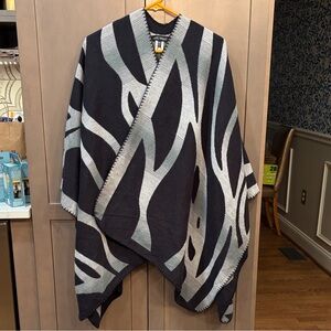 Ming Wang Abstract Wrap Cardigan Poncho black and gray - new with tags!